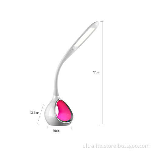 Goose Neck Arm Led Lamp With Rgb Night Light 2 Usb Port 5Level Dimming Adjust